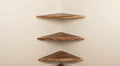 Floating Corner Shelf, Handmade Live Edge Solid Walnut, Rustic, Wall mounted