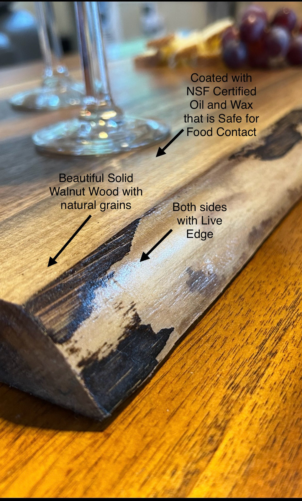 Walnut Live Edge Serving Tray and Charcuterie Board