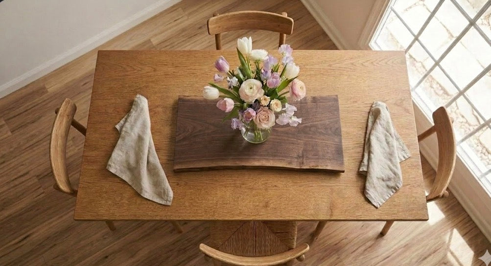 Handmade Table Centerpiece, Solid Walnut Live Edge