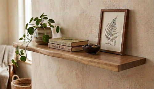 Floating Shelf, Handmade Live Edge Solid Walnut, Rustic, Wall mounted