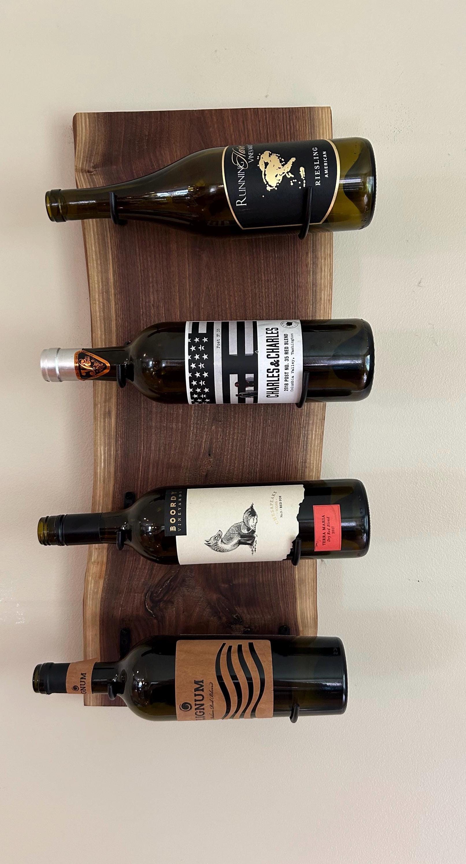 Handmade Wine Rack, Live Edge Solid Walnut, handcrafted, rustic, wall mounted