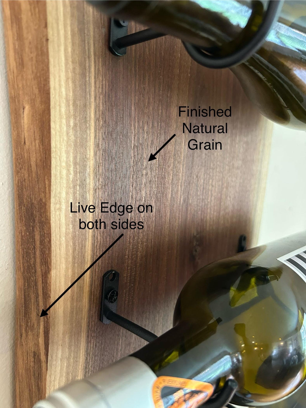 Handmade Wine Rack, Live Edge Solid Walnut, handcrafted, rustic, wall mounted