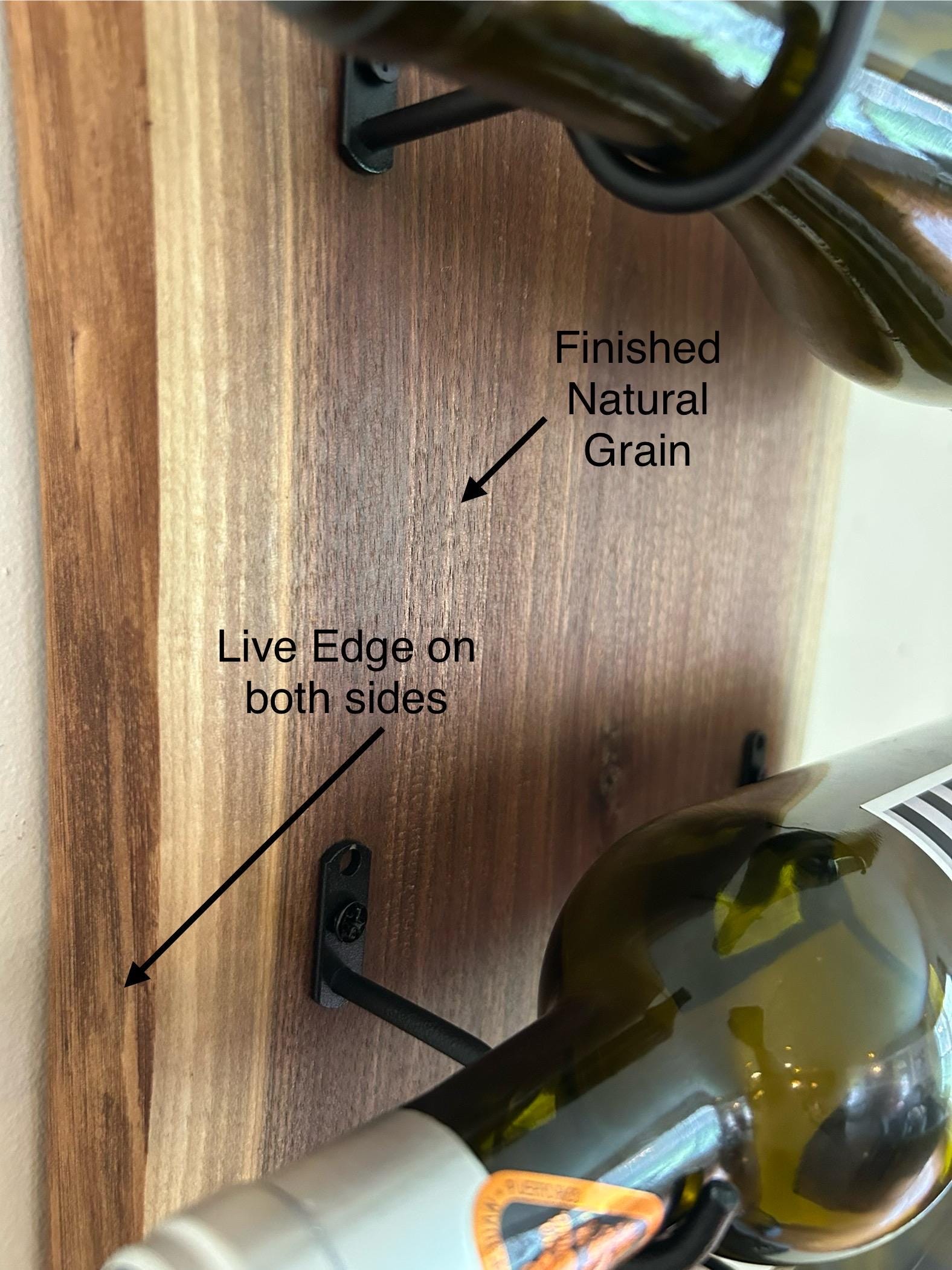 Handmade Wine Rack, Live Edge Solid Walnut, handcrafted, rustic, wall mounted