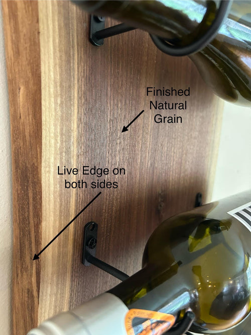 Handmade Wine Rack, Live Edge Solid Walnut, handcrafted, rustic, wall mounted