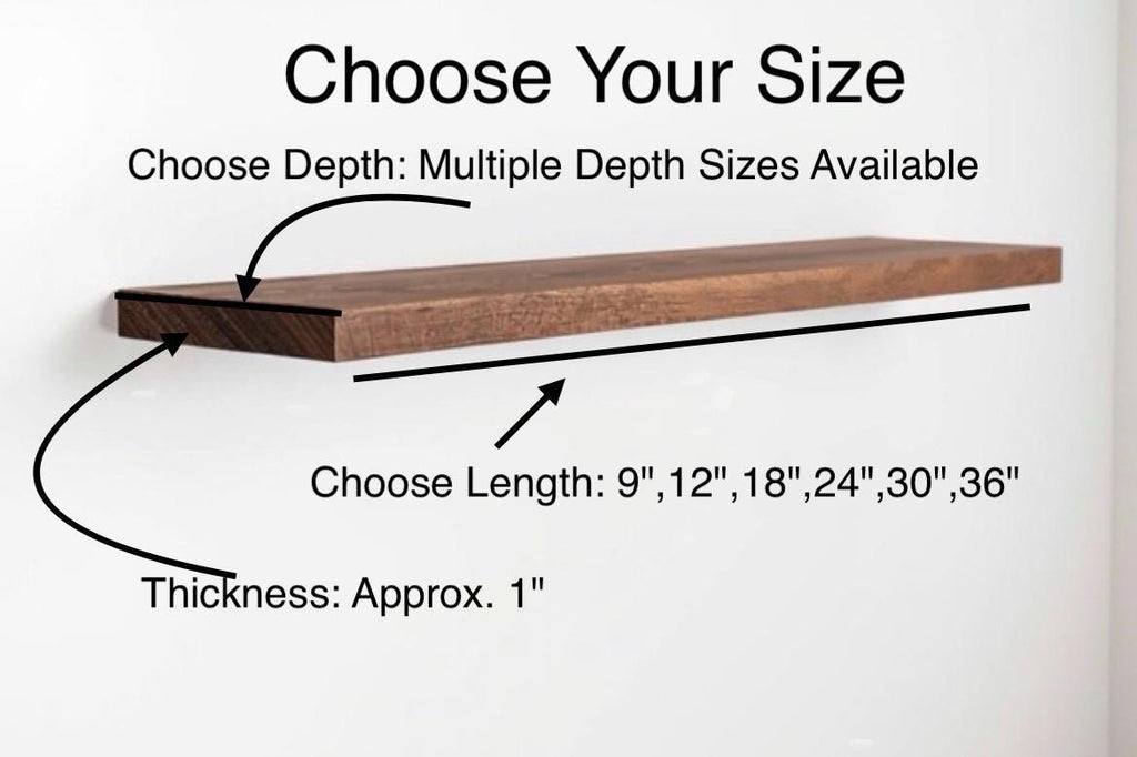 Solid Wood Shelf, Flat Edge Walnut, handcrafted, rustic, wall mounted